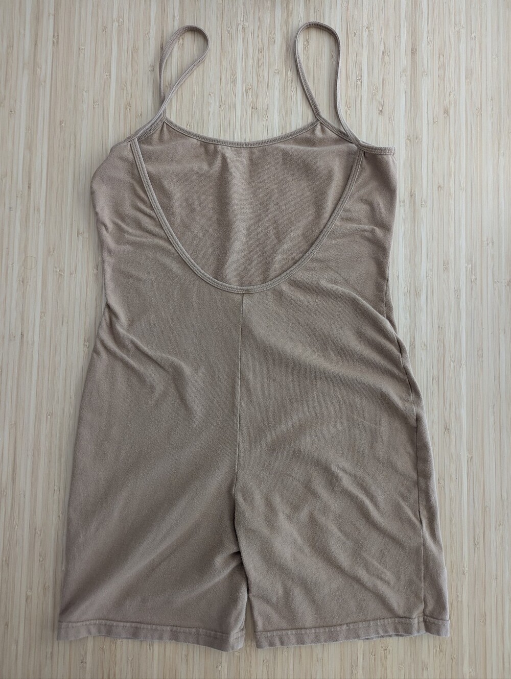 American Apparel - Women's Scoop Neck Brown Stretch Romper - Picture 3 of 7